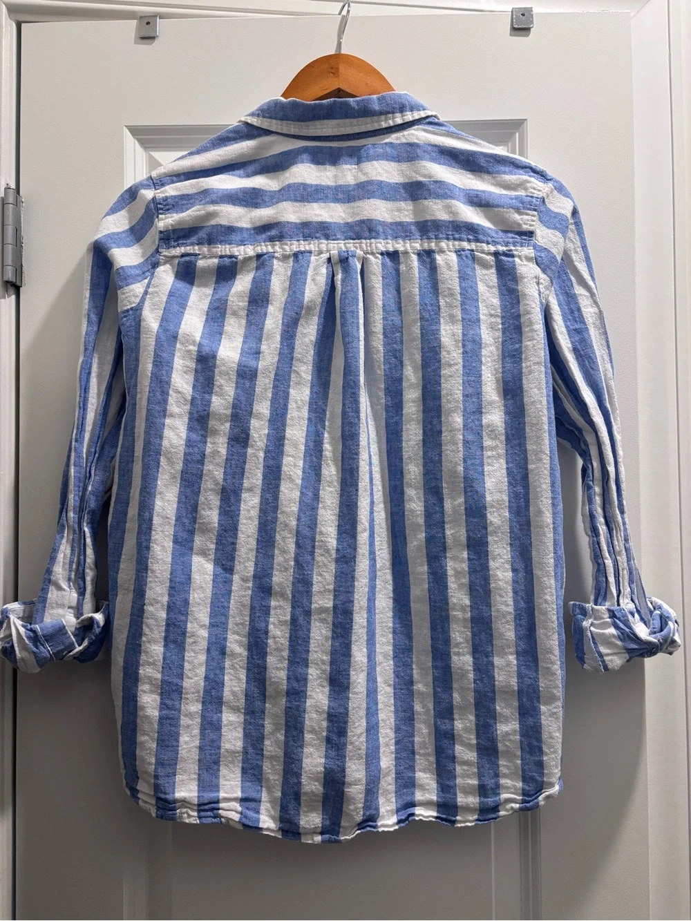 J. Crew Blue and White Vertical Stripe Button-Down Shirt